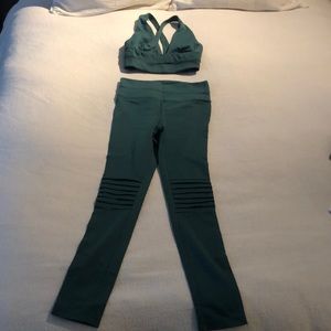Green free people yoga outfit